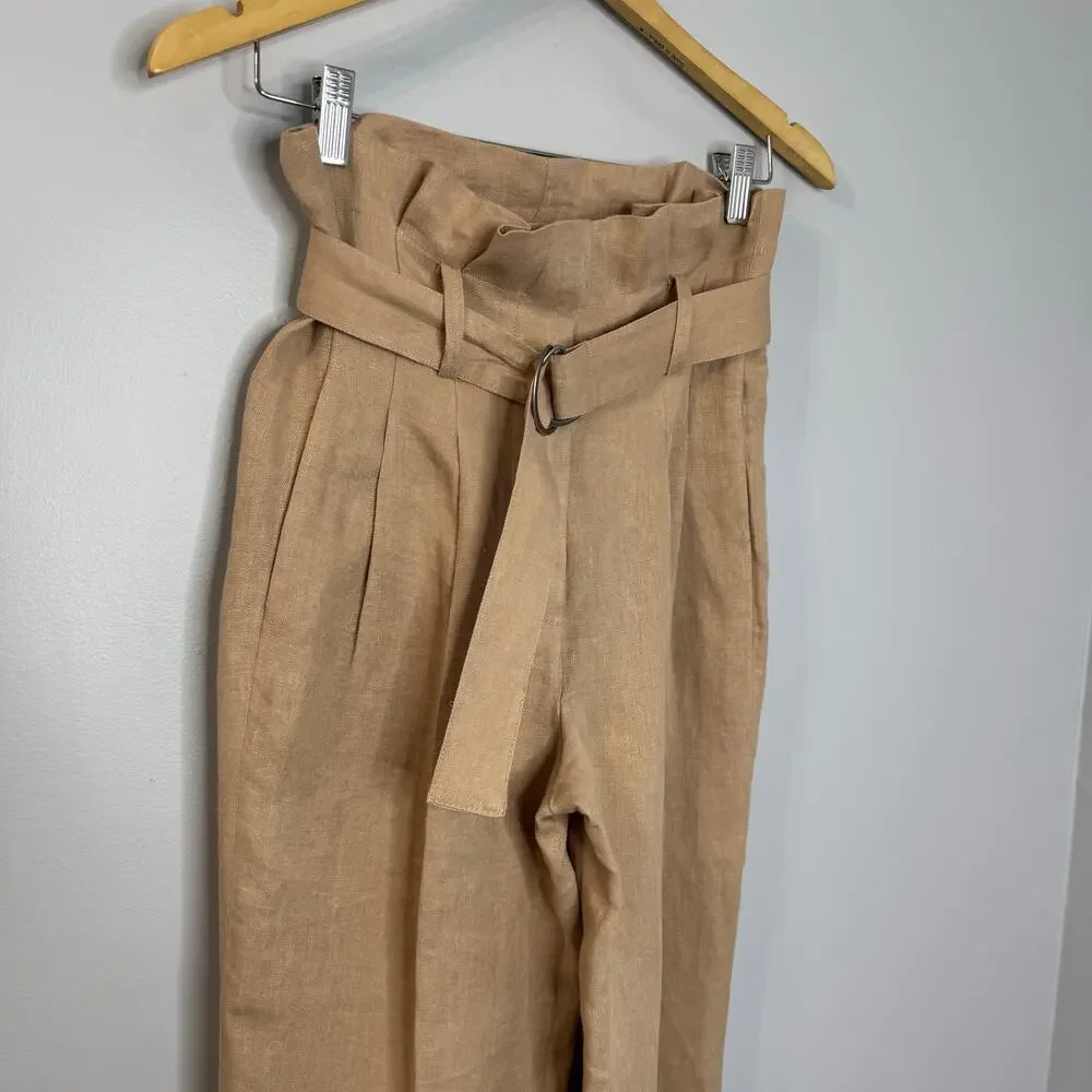 ANINE BING Thalia Linen Trouser Relaxed Pant Casual Wardrobe Minimalist Sz 30